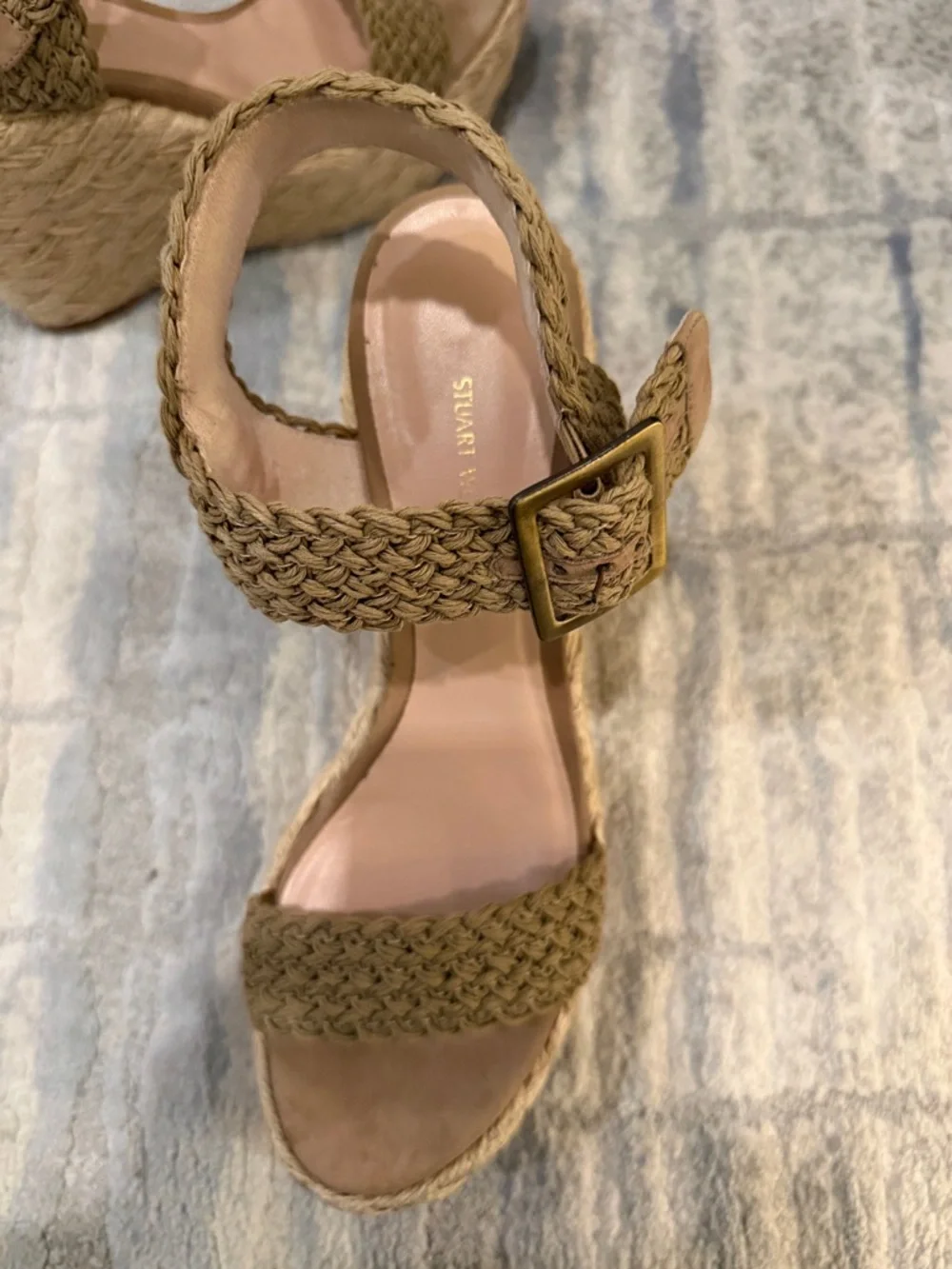 Stuart Weitzman Braided Espadrille Wedge Sandals - Tan - Picture 7 of 9